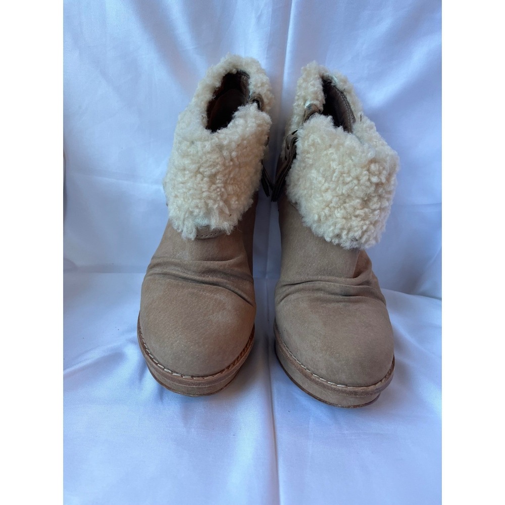 UGG Boots Women's Georgette Ankle Platform Tan w Cozy Cream Fur Cuff Sz 7 - Picture 3 of 10
